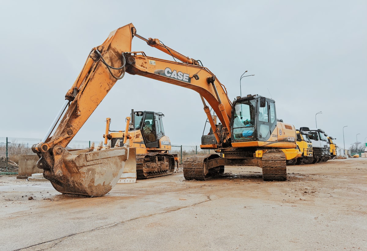 Excavator and equipment on site
