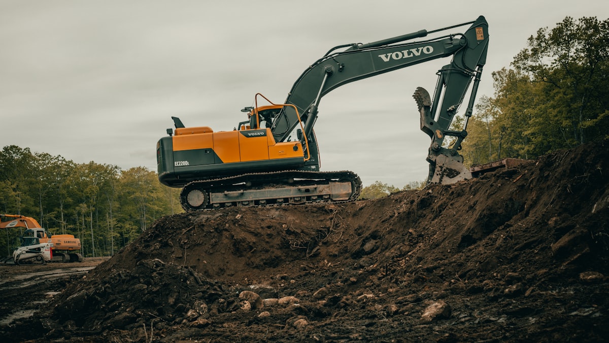 Excavator doing dirt work on a job site